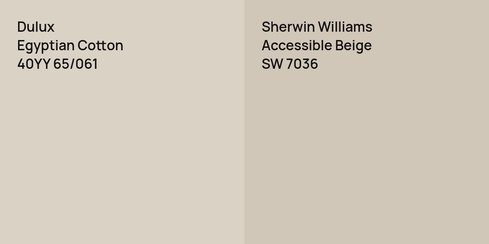 Dulux Egyptian Cotton vs. Sherwin Williams Accessible Beige