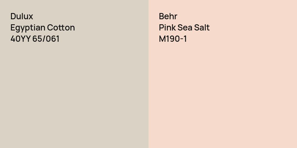 Dulux Egyptian Cotton vs. Behr Pink Sea Salt