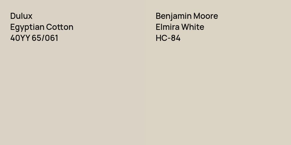 Dulux Egyptian Cotton vs. Benjamin Moore Elmira White