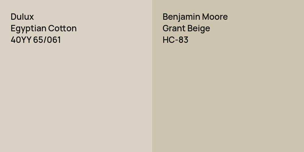 Dulux Egyptian Cotton vs. Benjamin Moore Grant Beige