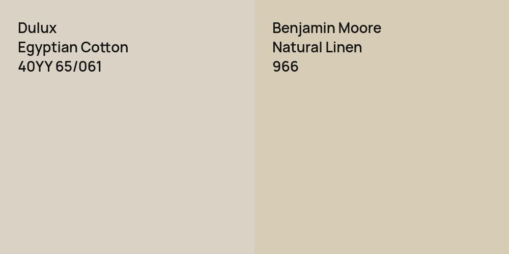 Dulux Egyptian Cotton vs. Benjamin Moore Natural Linen