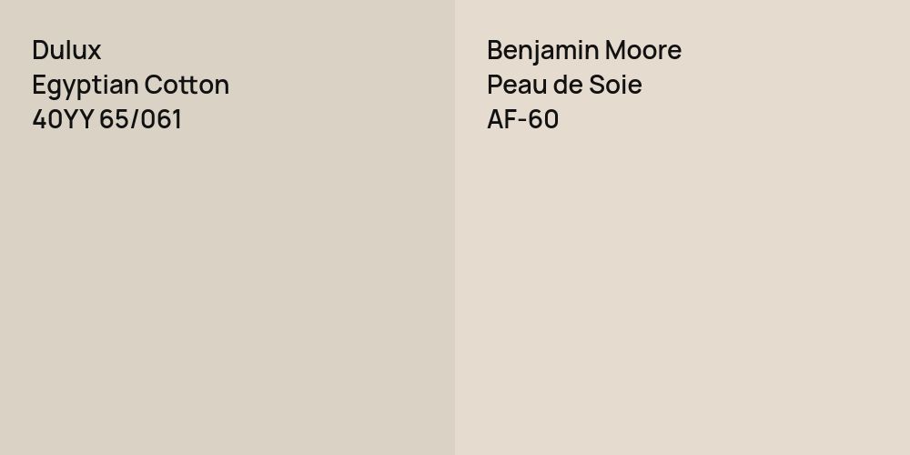 Dulux Egyptian Cotton vs. Benjamin Moore Peau de Soie