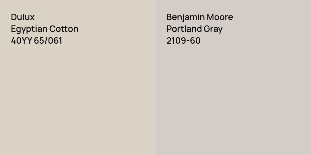 Dulux Egyptian Cotton vs. Benjamin Moore Portland Gray