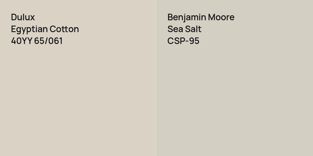 Dulux Egyptian Cotton vs. Benjamin Moore Sea Salt