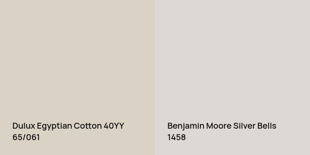 Dulux Egyptian Cotton vs. Benjamin Moore Silver Bells