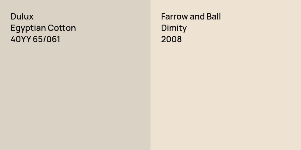 Dulux Egyptian Cotton vs. Farrow and Ball Dimity