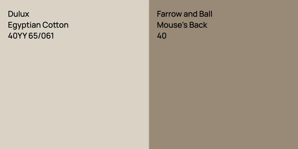 Dulux Egyptian Cotton vs. Farrow and Ball Mouse's Back