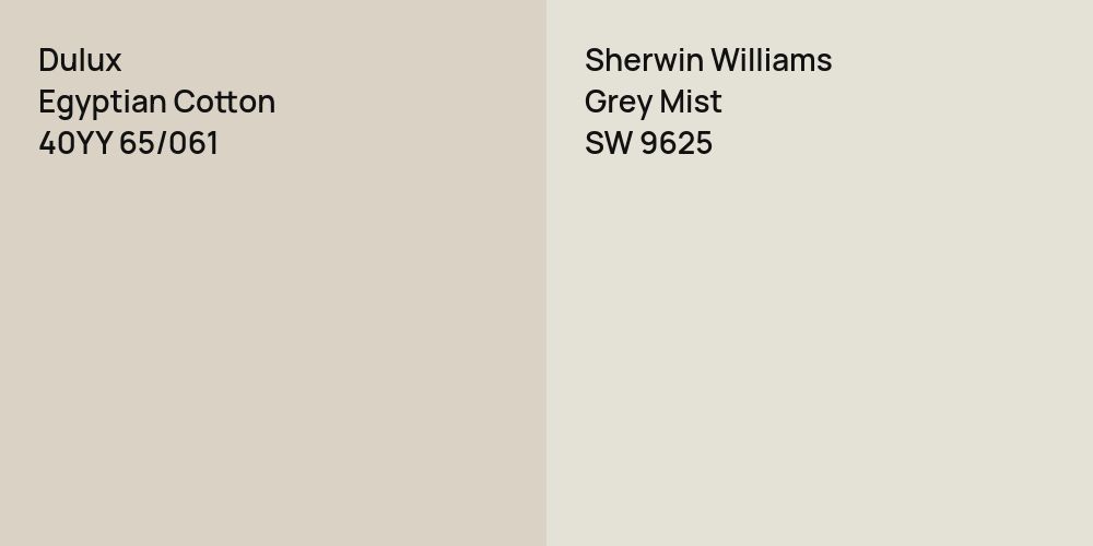 Dulux Egyptian Cotton vs. Sherwin Williams Grey Mist