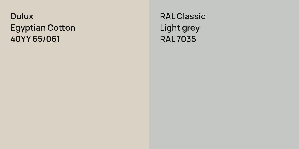 Dulux Egyptian Cotton vs. RAL Classic  Light grey