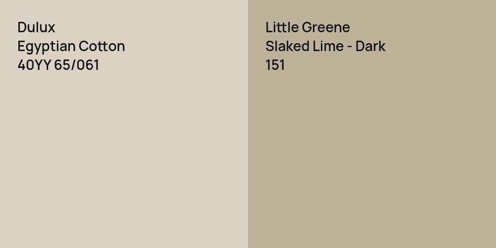 Dulux Egyptian Cotton vs. Little Greene Slaked Lime - Dark