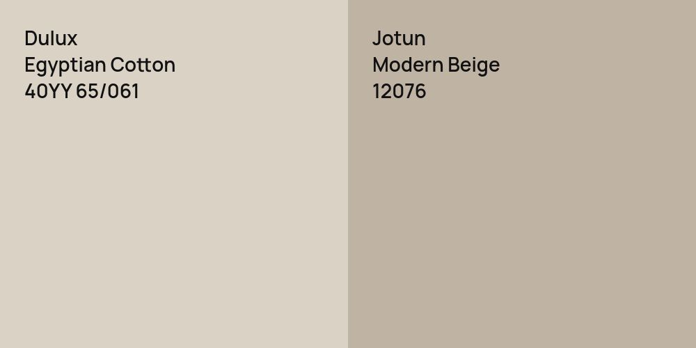 Dulux Egyptian Cotton vs. Jotun Modern Beige