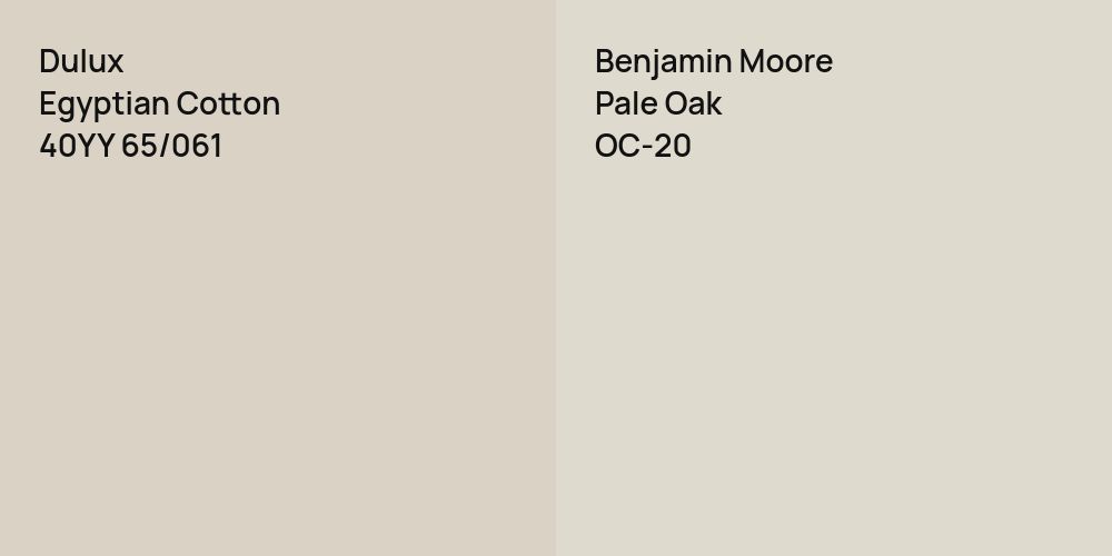 Dulux Egyptian Cotton vs. Benjamin Moore Pale Oak