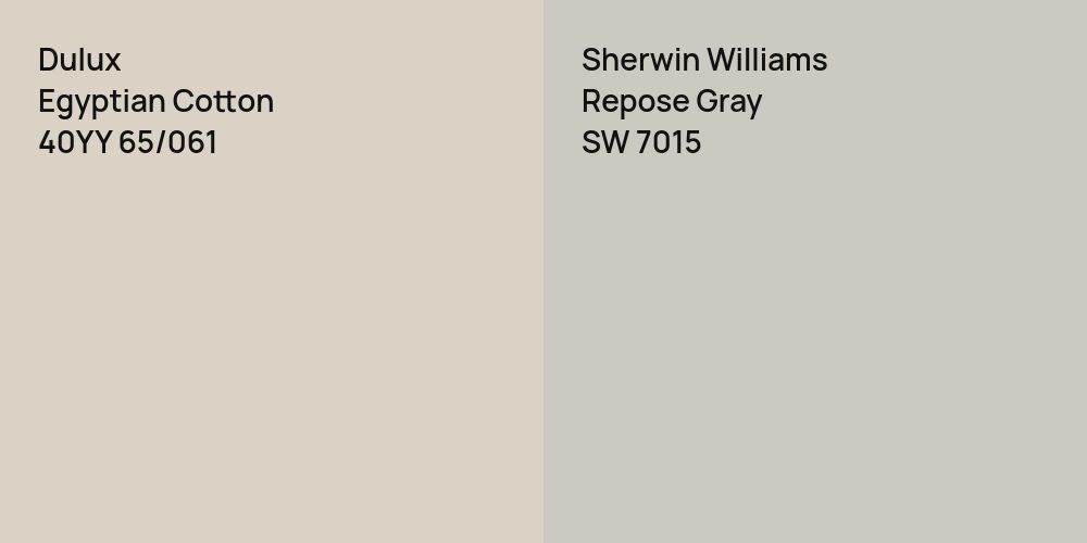 Dulux Egyptian Cotton vs. Sherwin Williams Repose Gray