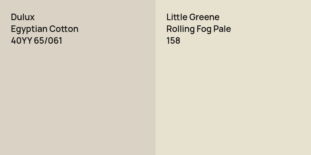 Dulux Egyptian Cotton vs. Little Greene Rolling Fog Pale