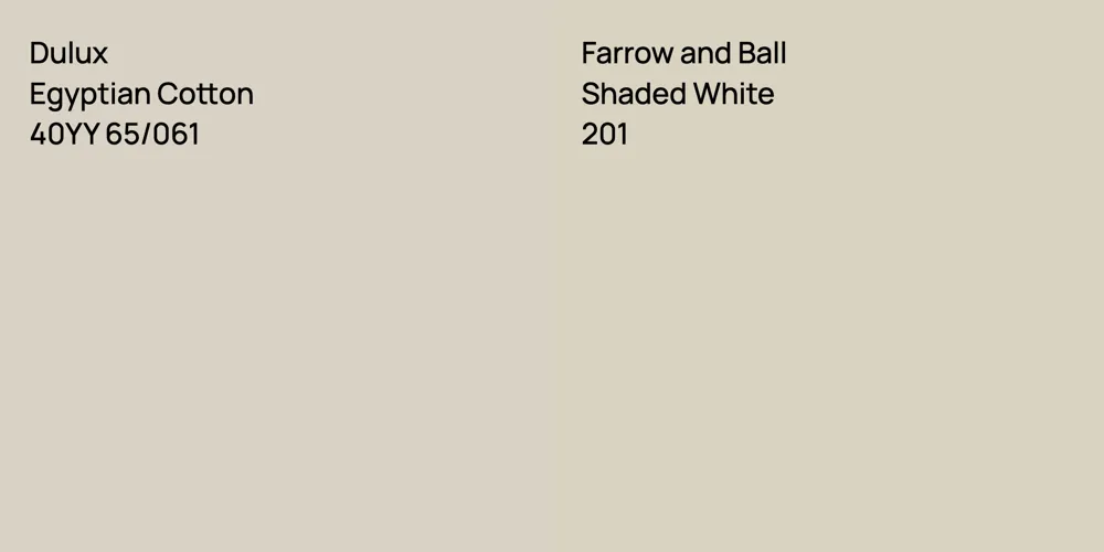 Dulux Egyptian Cotton vs. Farrow and Ball Shaded White