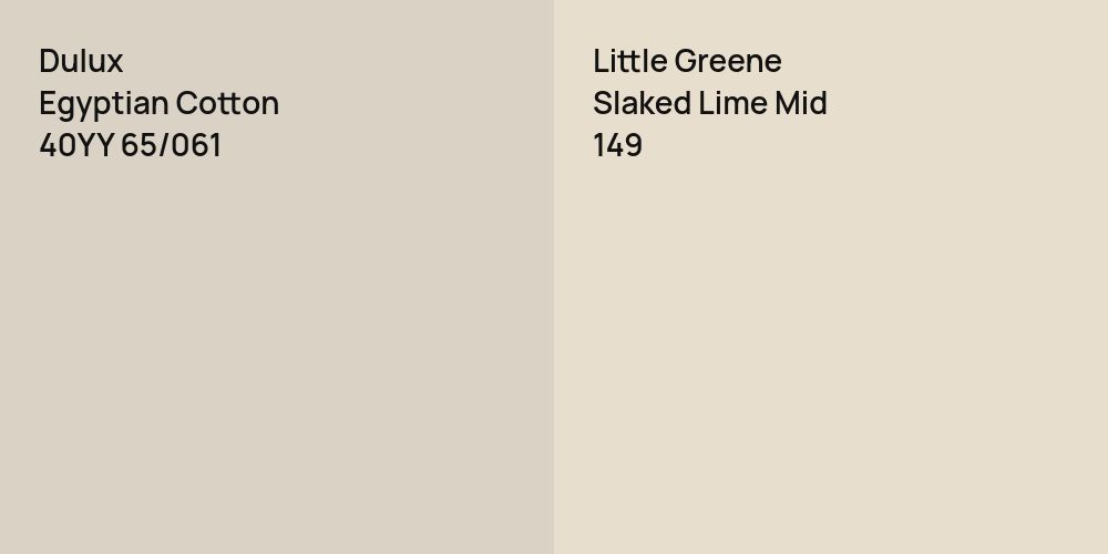 Dulux Egyptian Cotton vs. Little Greene Slaked Lime Mid