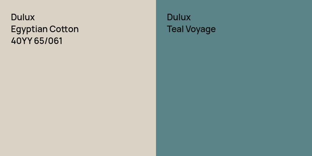 Dulux Egyptian Cotton vs. Dulux Teal Voyage