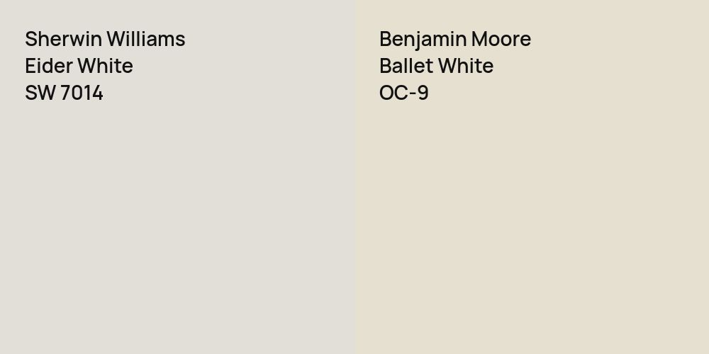 Sherwin Williams Eider White vs. Benjamin Moore Ballet White