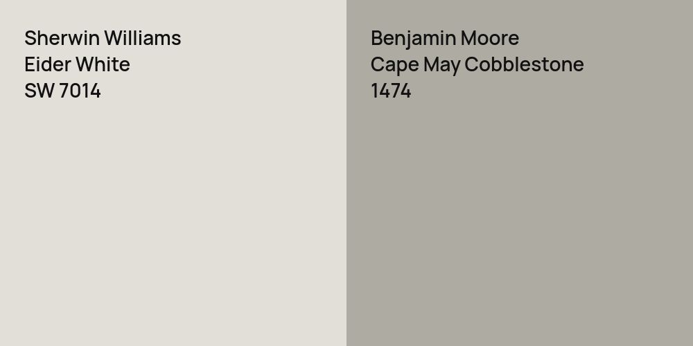 Sherwin Williams Eider White vs. Benjamin Moore Cape May Cobblestone