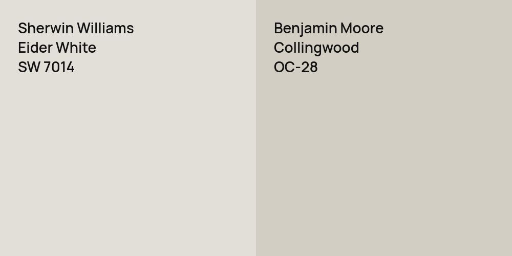 Sherwin Williams Eider White vs. Benjamin Moore Collingwood