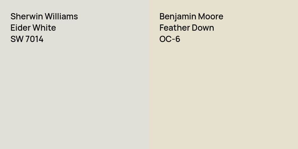 Sherwin Williams Eider White vs. Benjamin Moore Feather Down