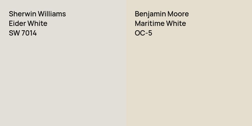 Sherwin Williams Eider White vs. Benjamin Moore Maritime White