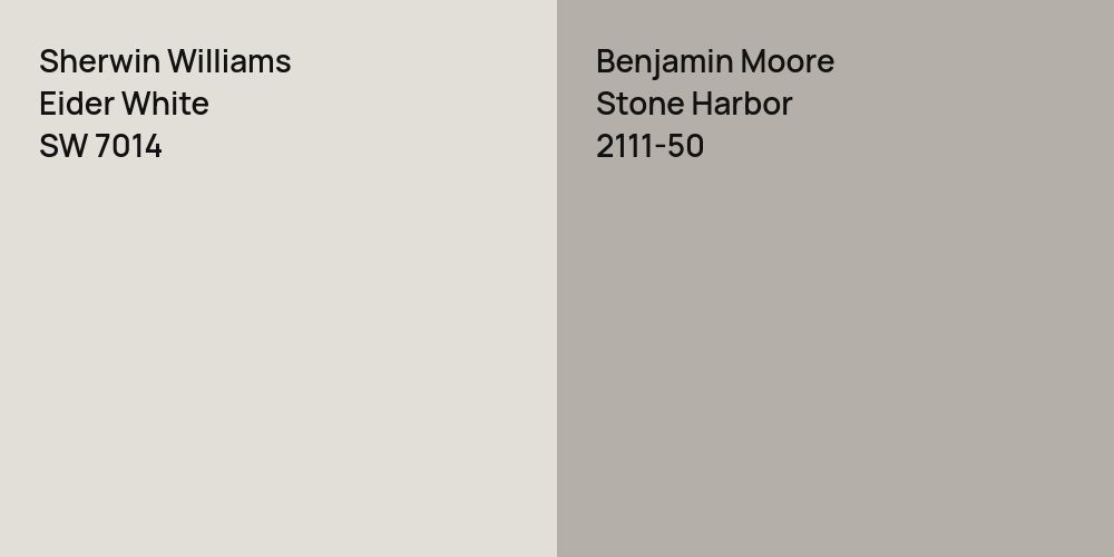 Sherwin Williams Eider White vs. Benjamin Moore Stone Harbor