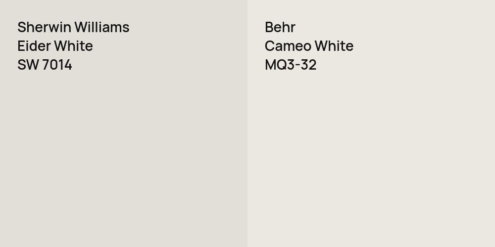 Sherwin Williams Eider White vs. Behr Cameo White