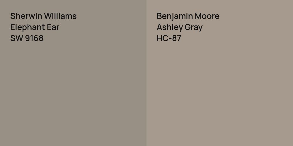 Sherwin Williams Elephant Ear vs. Benjamin Moore Ashley Gray