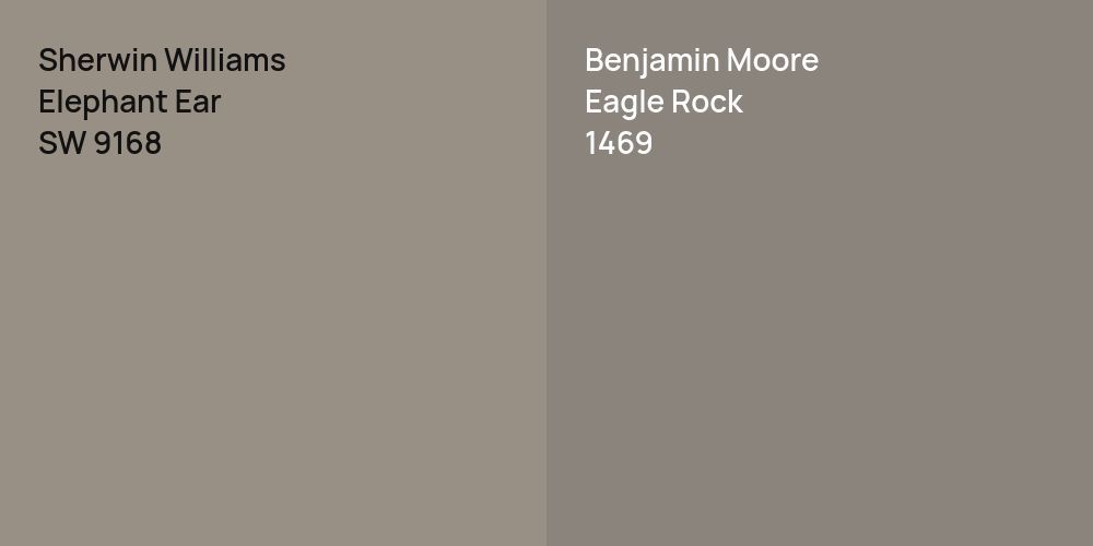 Sherwin Williams Elephant Ear vs. Benjamin Moore Eagle Rock