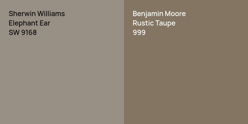 Sherwin Williams Elephant Ear vs. Benjamin Moore Rustic Taupe