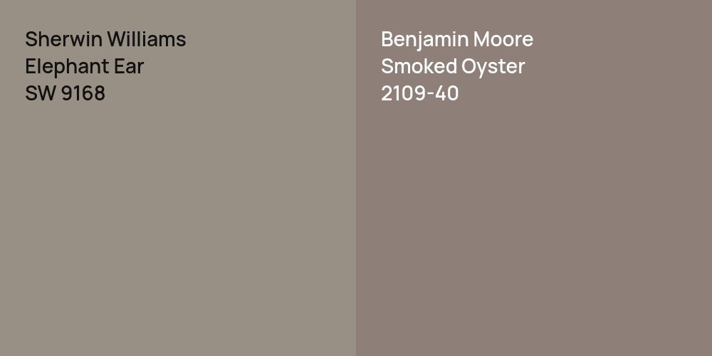 Sherwin Williams Elephant Ear vs. Benjamin Moore Smoked Oyster