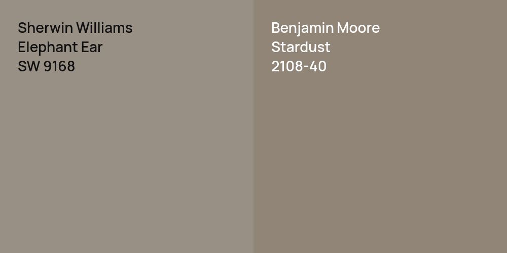 Sherwin Williams Elephant Ear vs. Benjamin Moore Stardust