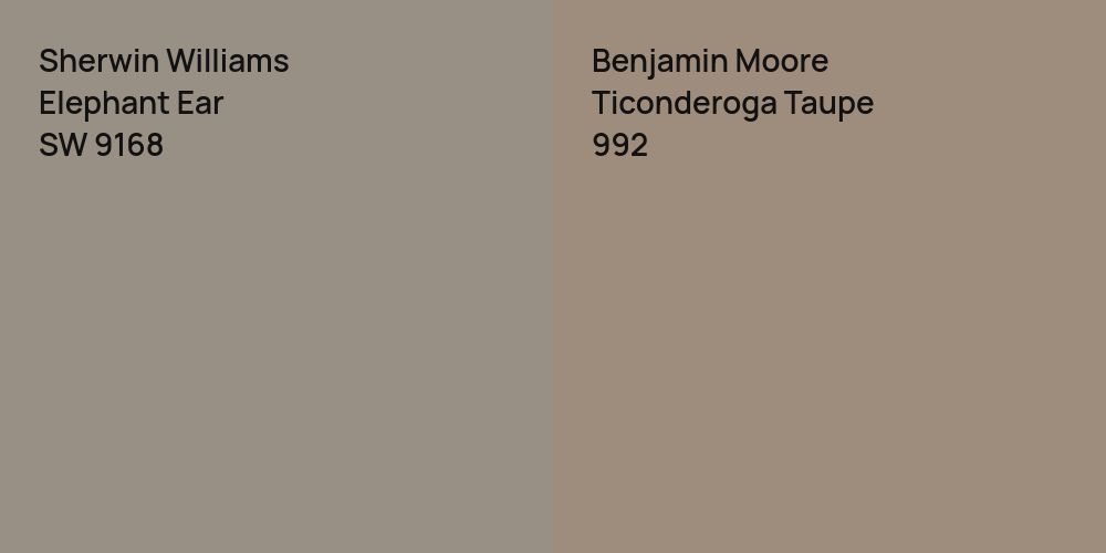 Sherwin Williams Elephant Ear vs. Benjamin Moore Ticonderoga Taupe