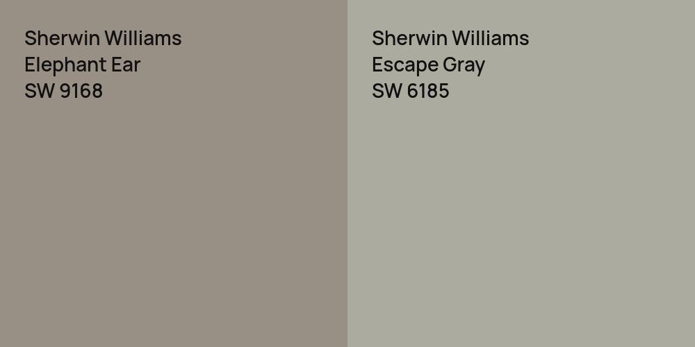 Sherwin Williams Elephant Ear vs. Sherwin Williams Escape Gray