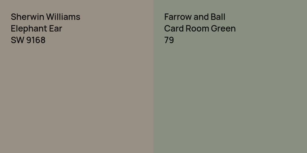 Sherwin Williams Elephant Ear vs. Farrow and Ball Card Room Green