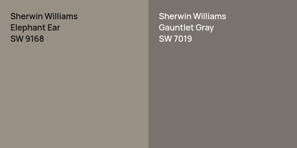 Sherwin Williams Elephant Ear vs. Sherwin Williams Gauntlet Gray