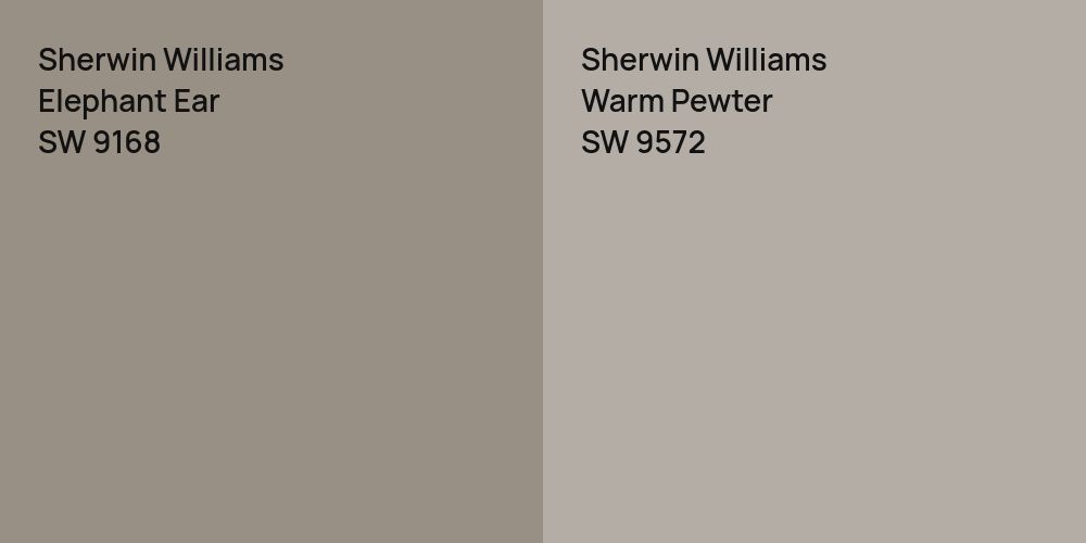 Sherwin Williams Elephant Ear vs. Sherwin Williams Warm Pewter