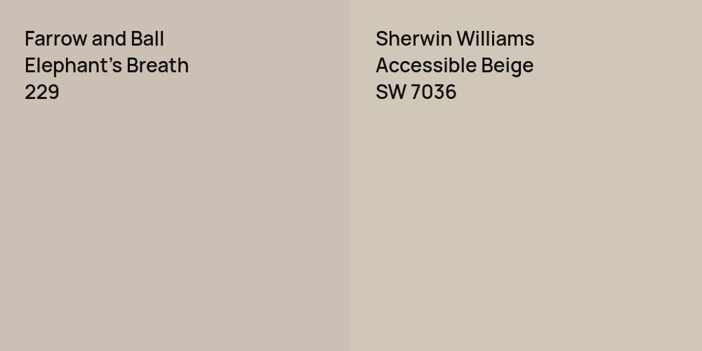 Farrow and Ball Elephant's Breath vs. Sherwin Williams Accessible Beige