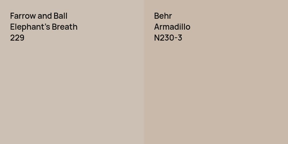 Farrow and Ball Elephant's Breath vs. Behr Armadillo