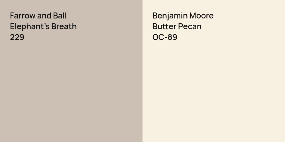 Farrow and Ball Elephant's Breath vs. Benjamin Moore Butter Pecan