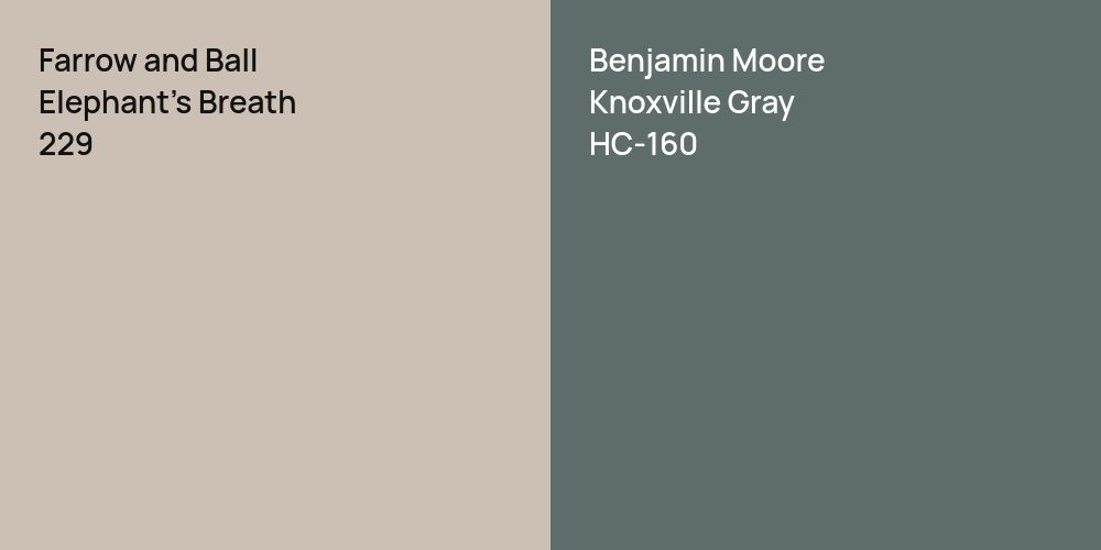 Farrow and Ball Elephant's Breath vs. Benjamin Moore Knoxville Gray