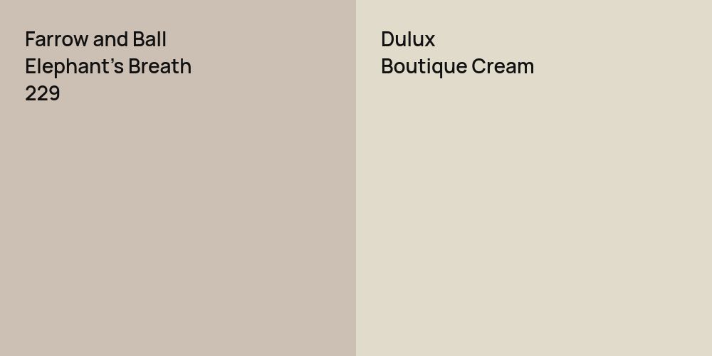 Farrow and Ball Elephant's Breath vs. Dulux Boutique Cream