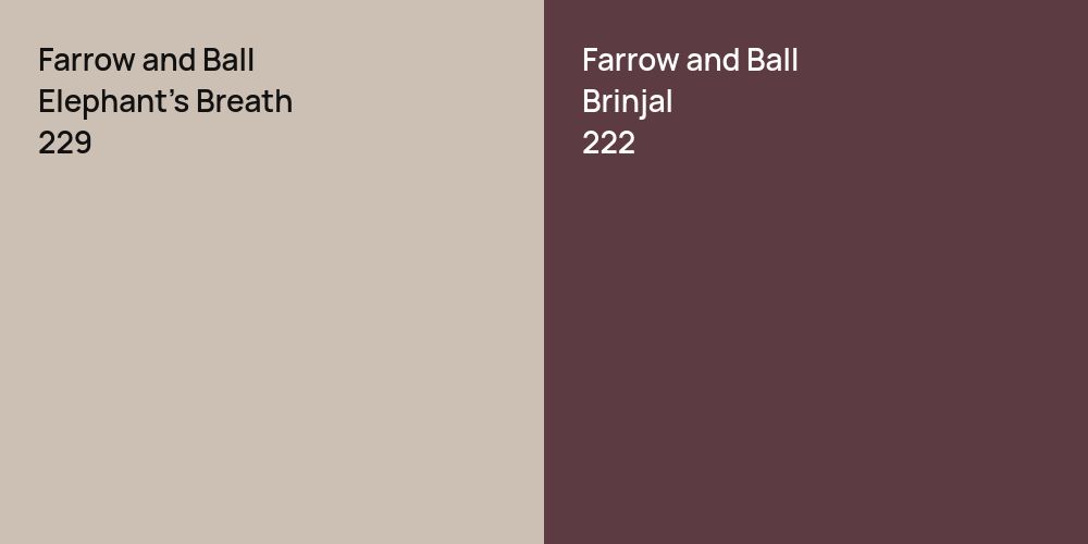 Farrow and Ball Elephant's Breath vs. Farrow and Ball Brinjal