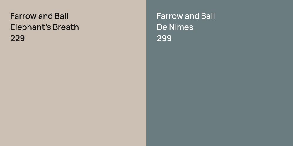 Farrow and Ball Elephant's Breath vs. Farrow and Ball De Nimes