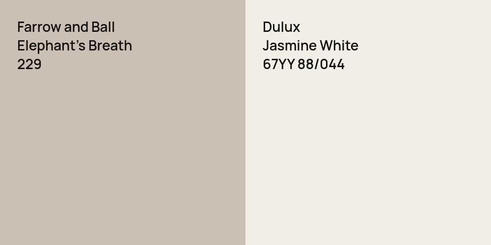 Farrow and Ball Elephant's Breath vs. Dulux Jasmine White