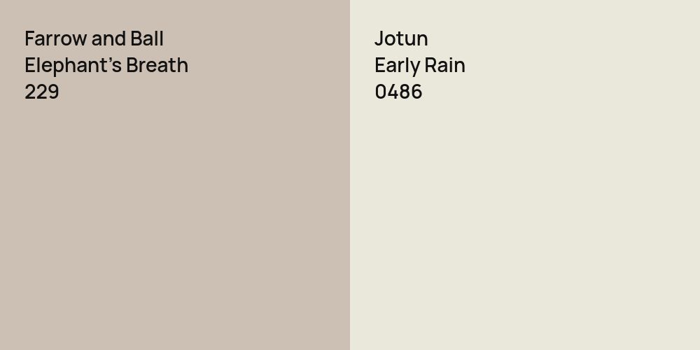 Farrow and Ball Elephant's Breath vs. Jotun Early Rain