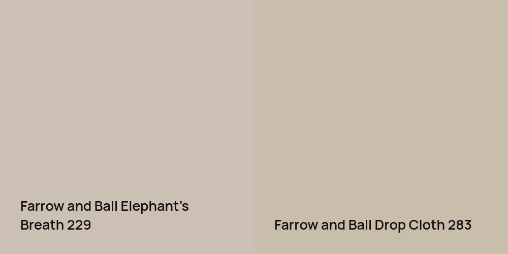 Farrow and Ball Elephant's Breath vs. Farrow and Ball Drop Cloth