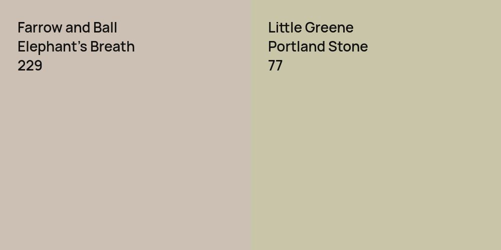 Farrow and Ball Elephant's Breath vs. Little Greene Portland Stone