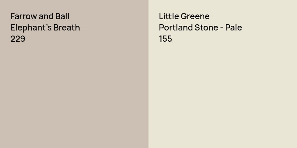 Farrow and Ball Elephant's Breath vs. Little Greene Portland Stone - Pale